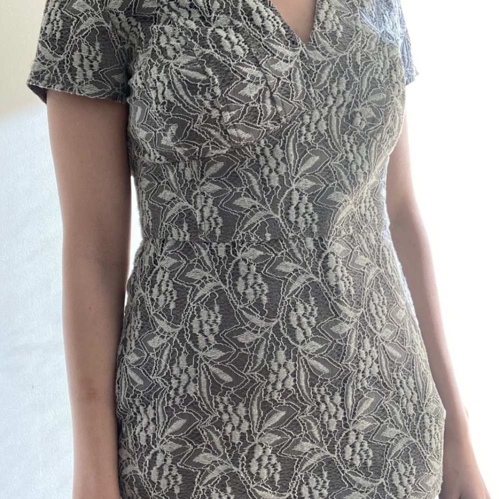 NWOT Banana Republic V-neck gray lace blouse